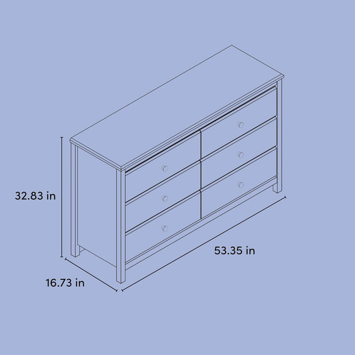 Alpine 6-Drawer Double Dresser, Sage