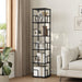 5-Tier Rotating Bookshelf, Freestanding Corner Bookshelf, 360° Spinning Bookcase, Industrial Style Storage Rack with Rails, for Living Room, Bedroom, Study, Black BKBK1601