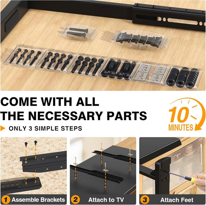 Universal TV Legs, Table Top TV Stand Base with Height Adjustable for Most 37 to 86 Inch Tvs, Wobble-Free Replacement with Cable Management, Holds up to 150Lbs, Max VESA 800X600Mm, Black (Black)