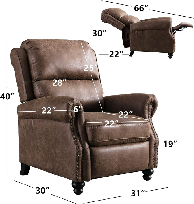 Pushback Recliner Chair with Rivet Detail