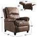 Pushback Recliner Chair, Leather, Rivet Decoration, Chocolate