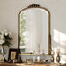 24"×32" Gold Arched Wall Mirror with Vintage Carving