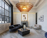 Large Chandelier, 48" Gold Chandelier for Dining Room, 8-Light round Drum Kitchen Island Hanging Light Fixture Perfect for Living Room, Bedroom