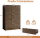 47" Tall Fluted 5-Drawer Dresser for Bedroom, Walnut