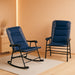 2 Piece Outdoor Patio Furniture Set with 2 Folding Padded Rocking Chairs, Bistro Style for Porch, Camping, Balcony, Navy Blue