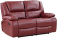 Red Faux Leather Reclining Loveseat