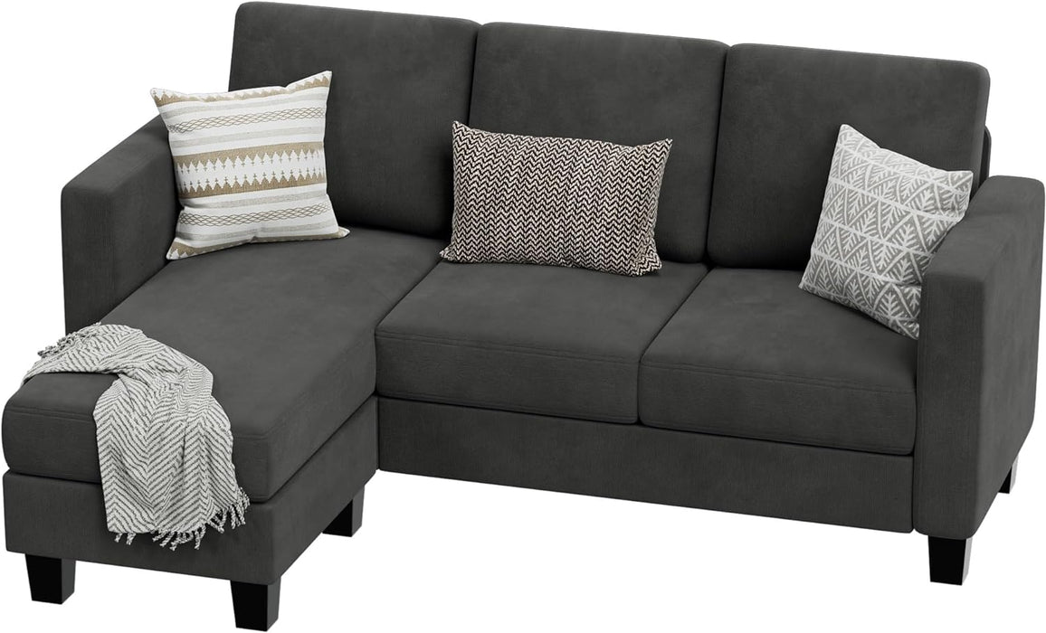 Dark Gray Linen Sectional Sofa for Small Spaces