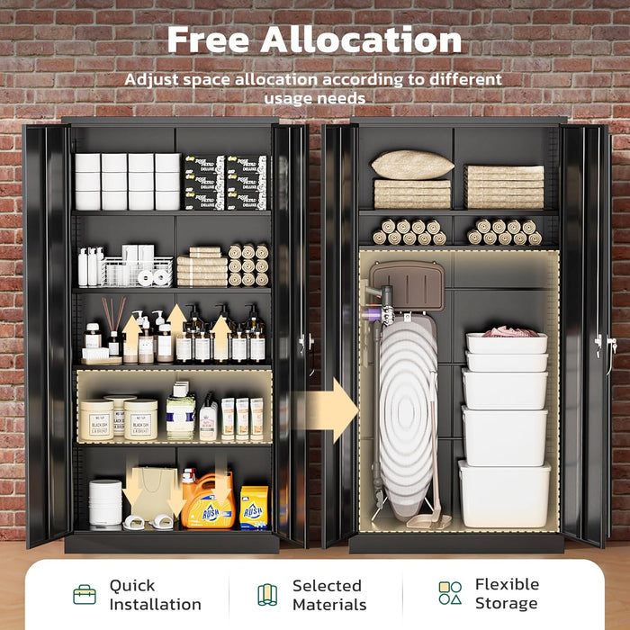 72InchTall GreenVelly Locking Cabinet Metal Storage