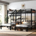 Metal Triple Bunk Bed JetBlackFinish IndustrialGrade