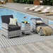 Outdoor Patio Chairs with Ottomans, 5 Piece Outdoor Patio Furniture Set, Wicker Patio Conversation Set, Outdoor Sofa with Ottoman, and Table for Porch, Garden, and Balcony, Grey