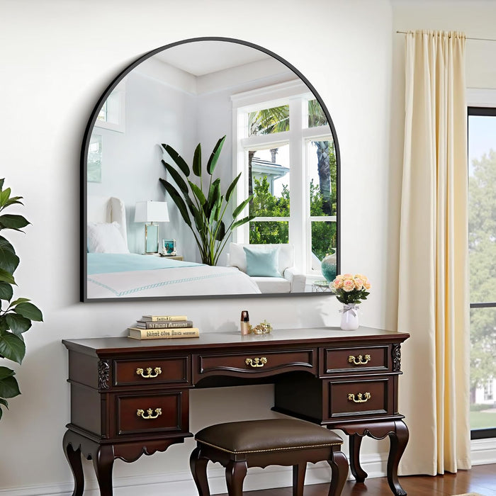 Arched Wall Mirror, 42"X42" Black Arched Mirror for Entryway Table