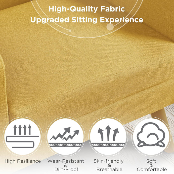 Yellow Compact Mid Century Upholstered Tufted Armchair