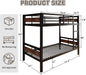 HeavyDuty TwinOverTwin SpaceSaving Metal BunkBed Brown
