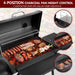 Charcoal Grill Offset Smoker, 744.5 Sq.In Outdoor BBQ Smoker Grill with Side Fire Box, 4-Position Charcoal Pan, Built-In Thermometer, Side Table & Wheels for Backyard Patio Camping