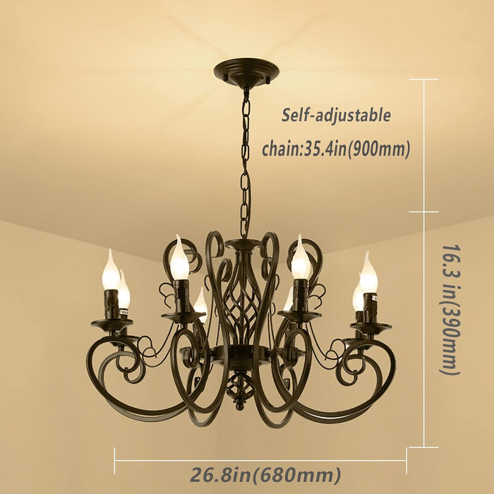 Matte Black 26Inch 8 Light FrenchCountry Chandelier