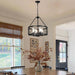 Vintage Chandelier for Entryway, 4 Lights Farmhouse Dining Room Light Fixture, Modern Rustic Black Chandeliers, Industrial Metal Drum Light Fixtures for Kitchen Island Foyer Living Room