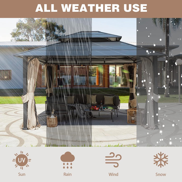 12x14 Aluminum Gazebo Using Beige Textilene Canopy