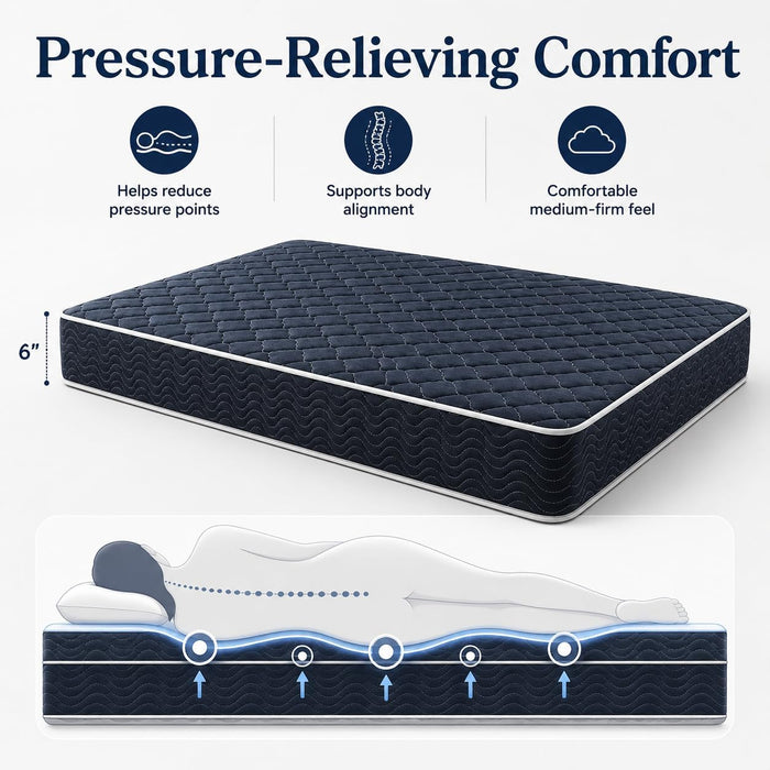 Twin Size Memory Foam Mattress, 6 Inch Bed Mattress in a Box Water-Resistant