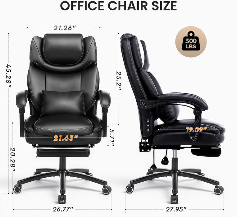Executive Office Chair with Heat Massage, Footrest & Lumbar Support