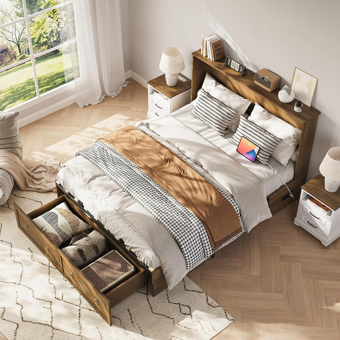 Queen Murphy Platform Bed With Integrated Charging