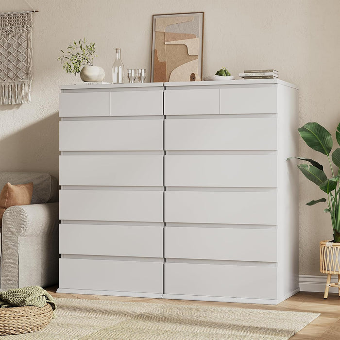 White Tall 7 Drawer Dresser for Bedroom, Modern Wood Closet Dressers & Chests of Drawers with Jewelry Storage, 23.6" L*15.8" W*47.5" H in Large Vertical Dresser for Bedroom, Living Room, Nursery