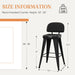 24" Bar Stools Set of 4, Black Faux Leather Barstools with Back