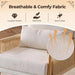 Beige Chenille Modern Armchair Featuring Lumbar Pillow
