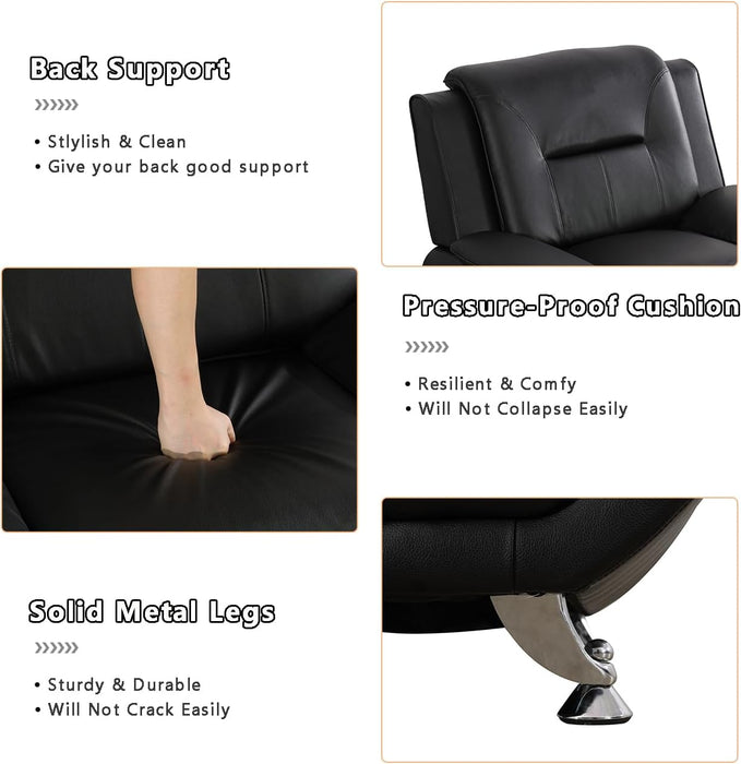 Leather Couches for Living Room, Living Room Couch Set, Sofa for Bedroom, Apartment, Living Room Furniture Sets (B-Leather Black, Sofa+Loveseat)