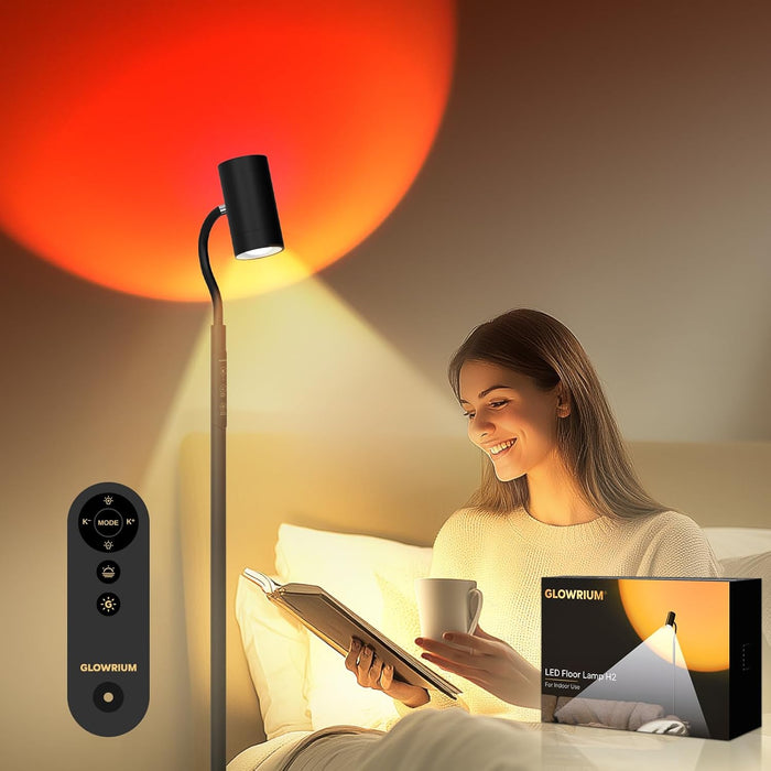 Reading Light Floor Lamp, 68 Inch Standing Lamp for Living Room with Reading & Mood Light, Dual-Head, 17W LED Stepless Dimming with Remote, Adjustable Height Gooseneck for Office Dining Room