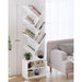 6 Tier Tree Bookshelf, Tall Bookcase with Storage Cabinet, Modern Narrow Bookshelves Organizer, Floor Standing Book Shelf for Bedroom/Living Room/Home Office/Corner, White