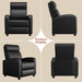 2-Seat Reclining Chair Leather Recliner Sofa Modern Chaise Couch Lounger Sofa for Living Room Home Theater Black