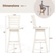 Wood Bar Stools Set of 2, 24.5" Swivel Counter Height Bar Stools with Slatted Hollow Back & Ergonomic Contoured Seat, Footrest, Farmhouse Wooden Barstools for Kitchen Island, Bar, Cafe, White