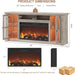 Farmhouse Fireplace TV Stand up to 80" Tvs, 70" Modern Highboy Entertainment Center with 36" Electric Fireplace & LED Lights, Media Console with Adjustable Shelves for Living Room, Antique Brush Gray