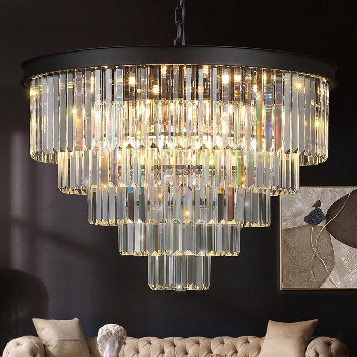 Large Black Crystal Chandelier 30 Inch RoundCrystal