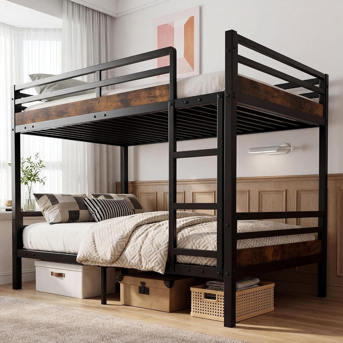 IndustrialGrade Black Metal Twin Bunk Bed Guardrails