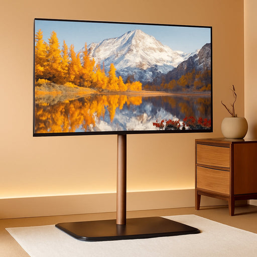 Swivel TV Stand with Wood for 32-85 Inch LCD LED OLED Screen, Holds 132 Lbs, Height Adjustable Universal Floor TV Stand, Max VESA 600 * 400Mm, Black, for Bedroom Living Room