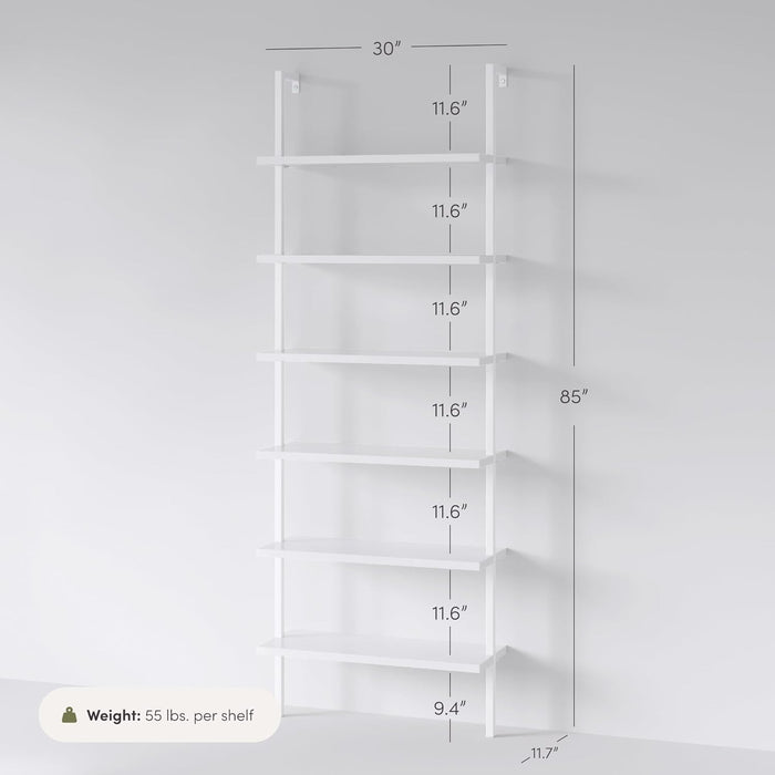 Matte White IndustrialGrade Bookshelf With Six Shelves