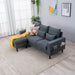 Fabric Corner Sofa Living Room Suite, 3 Seater with Ottoman Footstool, 3 Seater L Shape Sofa Set, Grey