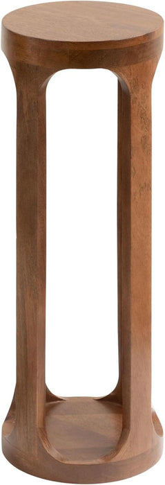 Dahl Wooden round Drink Table; 8 X 23; Walnut Brown; Mid-Century Modern Circle Wood Accent Pedestal Table for Living Room Plant Stand or Small Bedroom Nightstand