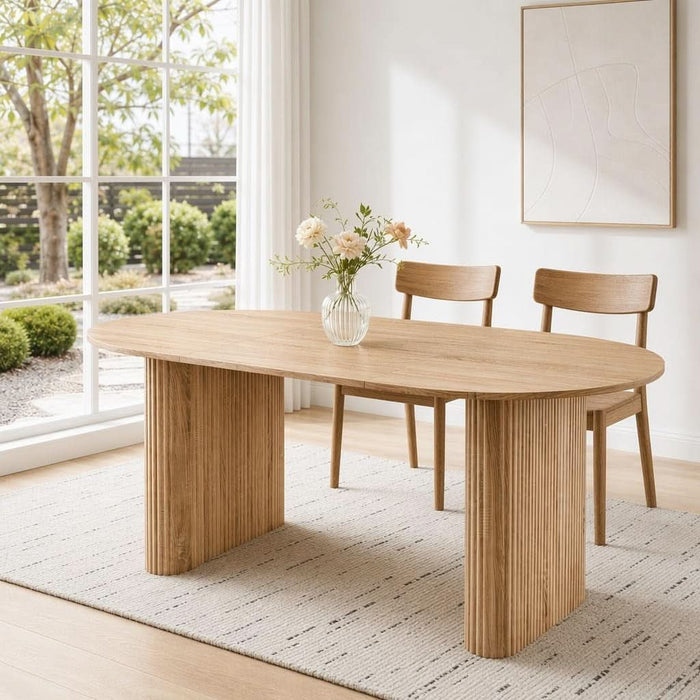 70.9" Oval Dining Table 6 Seater, Modern Kitchen Table, Natural