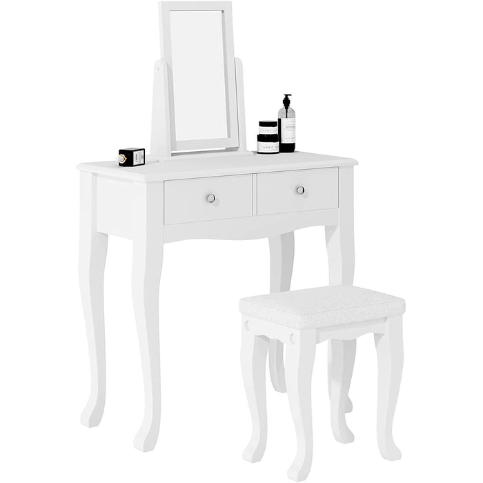 Makeup Vanity Table Set with 360° Rotation Mirror