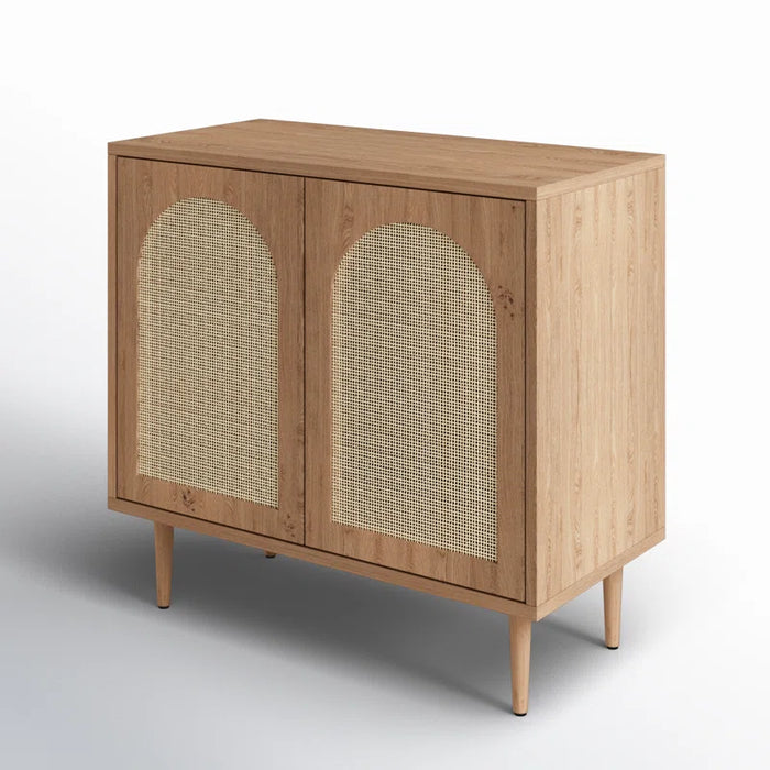 Emily 30.2'' 2 - Rattan Door Accent Cabinet with Solid Wood Legs