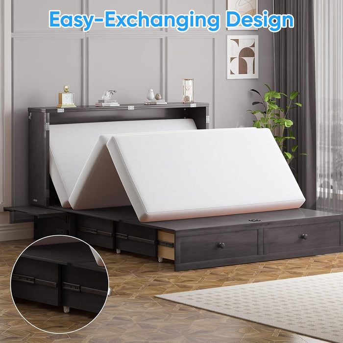 Gray Murphy Cabinet Bed Queen MultiFunctional Mattress