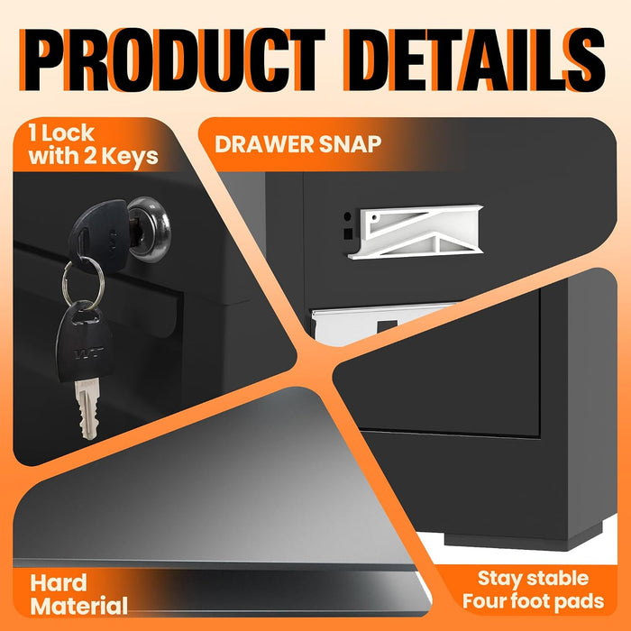 4 Drawer File Cabinet with Lock,Vertical Filing Storage Cabinet