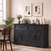 56" Farmhouse Black Buffet Cabinet with Charging Station