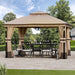 Patio Gazebo 11'X13' with LED Lights & Bluetooth Speaker, Heavy Duty Outdoor Canopy Shelter with Metal Frame, Double Roofs, Soft-Top Gazebo with Netting and Curtains for Backyard