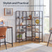 LShaped Corner Bookshelf 5Tier Beveled Edge DarkBrown