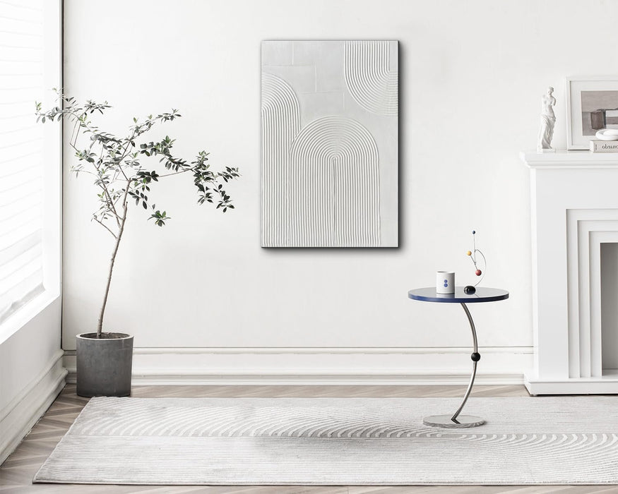 White Textured Wall Art - Hand Painted Abstract Oil Painting on Canvas 24X36 Inch,Modern Minimalist Art Painting for Wall Décor