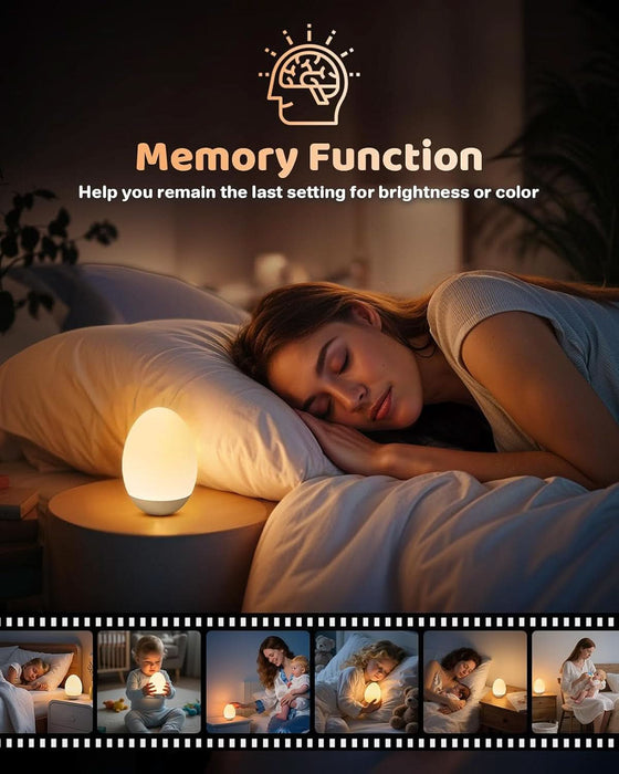 Egg Night Light for Nursery: Baby Night Lights Tap Lamp Stepless Dimming with Warm White and 7 RGB Colors Rechargeable Portable for Infant and Kids Bedroom Breastfeeding Sleep Aid