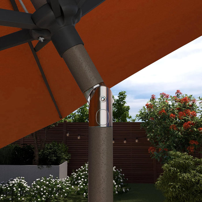 Sunline 11 Ft Patio Umbrella with Crank & Push Button Tilt, Outdoor Market Umbrella with UV Protection & Wind Vent, Metal Frame for Deck, Pool & Table, Tuscan